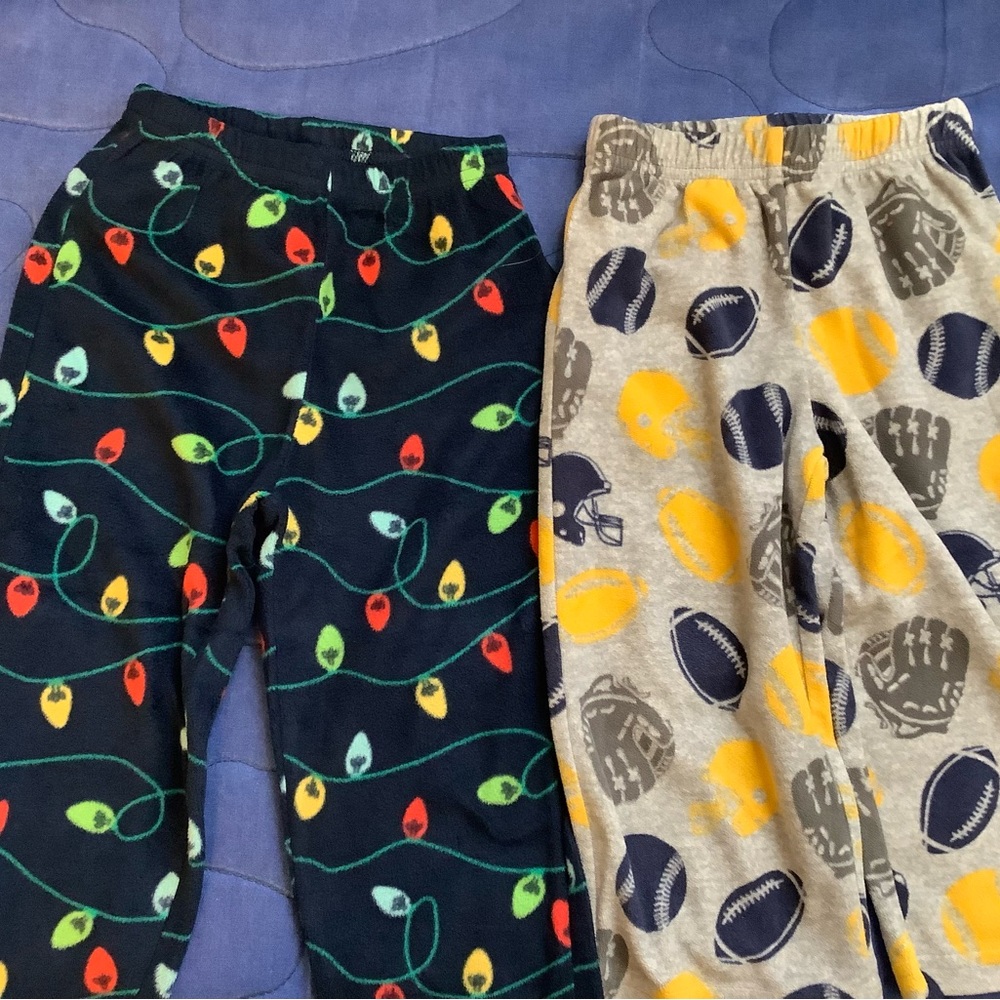 Fleece sleep bottoms football Christmas lights